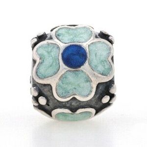 Authentic Pandora Retired Blue /Teal Enamel Daisy Charm